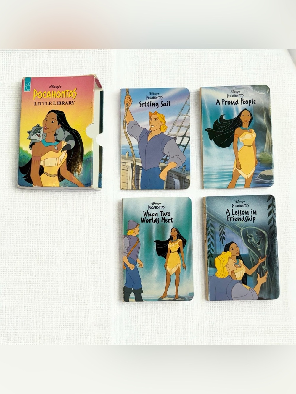 Vintage Disney Pocahontas Little Library 4 Book Set 1995 Cardboard Set